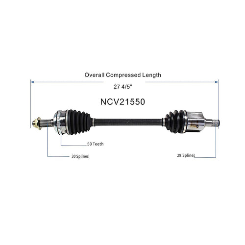 Front Left CV Axle Shaft Assembly Compatible with Compatible with Acura Models 2003-2006 MDX Fit for Honda Models 2005-2008 Pilot CV Joint Replace 44306-S9V-A71 44306-S3V-A61 44306-S9V-A51