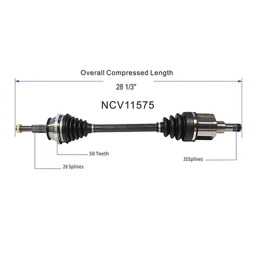 Front Right CV Axle Shaft Assembly Compatible with 1999-2000 Windstar FWD CV Joint Replace 19342751 15870297 66-2092 60-2092 9366N 80-2667 71514 94-7040 95-7180 FD-8-8521A FD-8059 XF2Z-3B436-AA