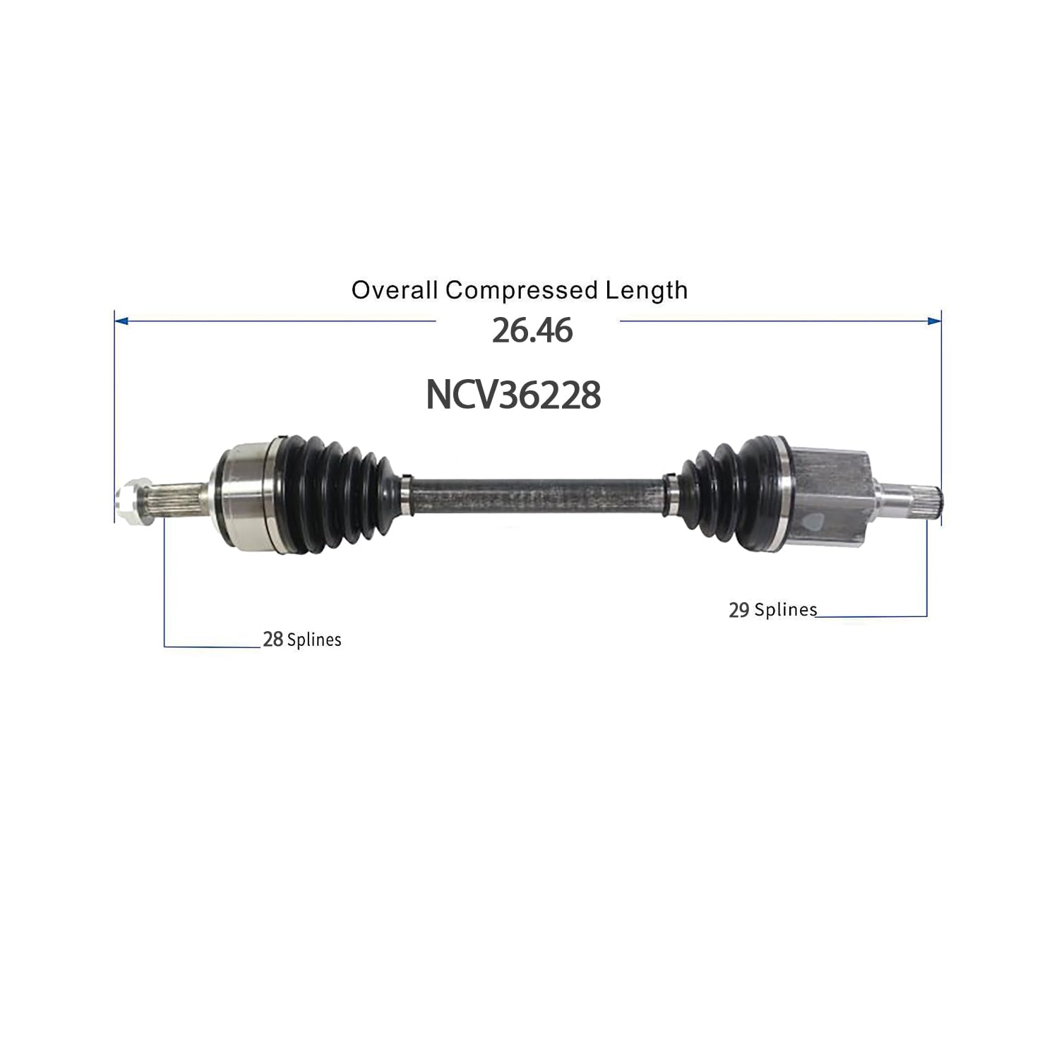 Front Left CV Axle Shaft Assembly Compatible with Honda Models 2017-2020 Civic Si/Sport CV Joint Replace HO-8692 189692 80-1902 44306-TBF-A01