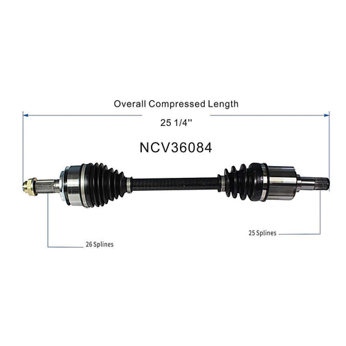 Front Left CV Axle Shaft Assembly Compatible with Honda Models 2012-2014 Fit L4-1.5L FWD CV Joint Replace 44306-TF0-N20 44306-TK6-A10 44306-TK6-A11 44306-TK6-A60 44306TK6A50 NCV912281 44306-TK6-A50
