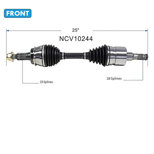 Front Pair CV Axle Shaft Assembly Compatible with 2003-2004 Santa Fe V6-3.5L 4WD 2001-2005 Santa Fe V6-2.7L FWD CV Joint Replace 4950026501 4950026510 4950026511 4950026511SJ 4950126500 4950026500