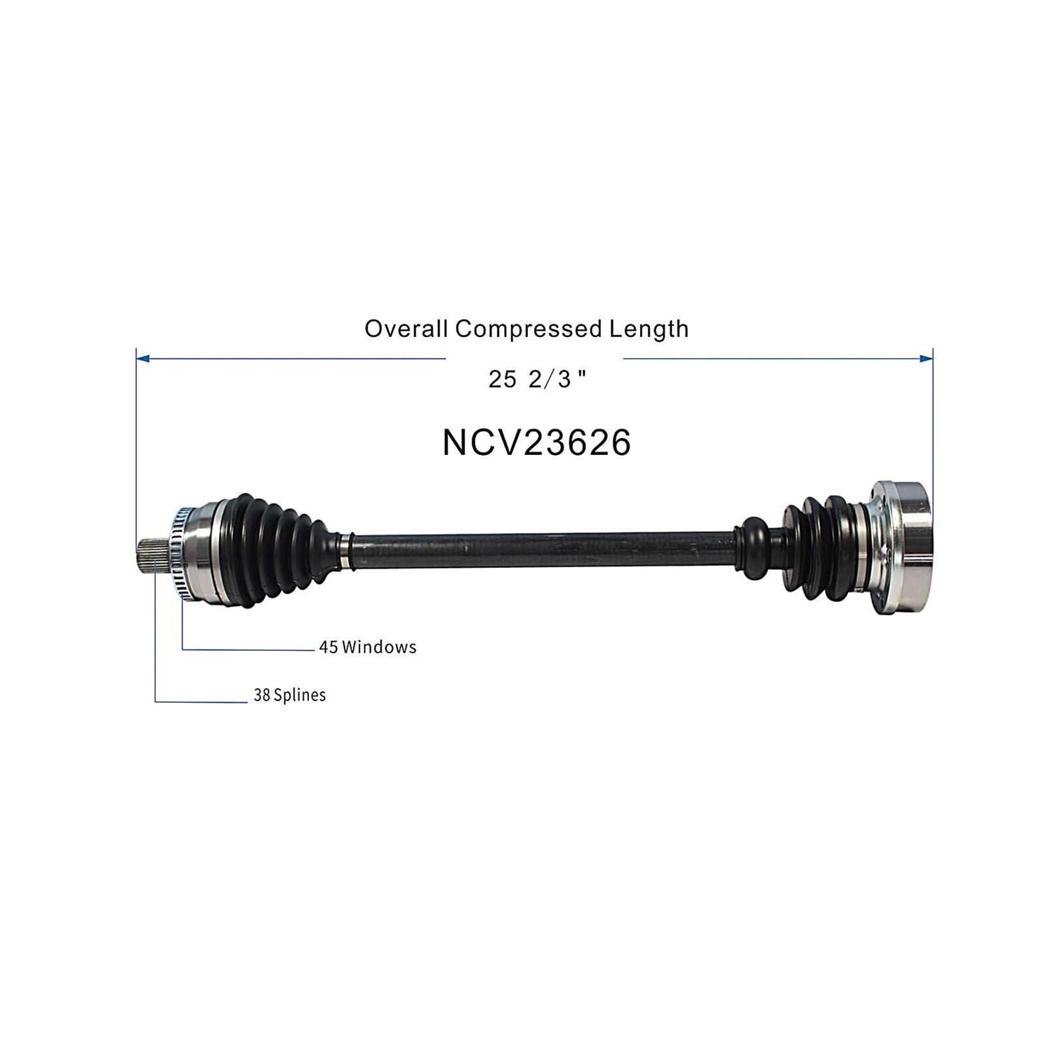 Rear CV Axle Shaft Assembly Compatible with Compatible with Audi Models 2000-2004 A6 Quattro CV Joint Replace 4B0-501-203-CX 66-7461 14982N B16304N 77521 94-2077 AD-8114 AD-8163 19361502 4B0-501-203-C