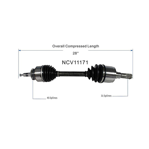 Front Left CV Axle Shaft Assembly Compatible with Ford Models 2010-2014 F-150 SVT Raptor 4WD Drive Side CV Joint Replace AL3Z-3A427-A AL3Z-3A427-B AL3Z-3A427-C 60-2277 60-2777 B14396N FD-8273