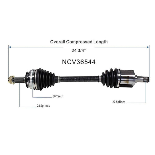 Front Right CV Axle Shaft Assembly Compatible with 1997-2001 Prelude Base FWD CV Joint Replace 44010-S30-951 44305-S30-C51 15870344 66-4163 60-4163 6602N 80-3199 91532 94-6045 95-6214 44010-S30-950