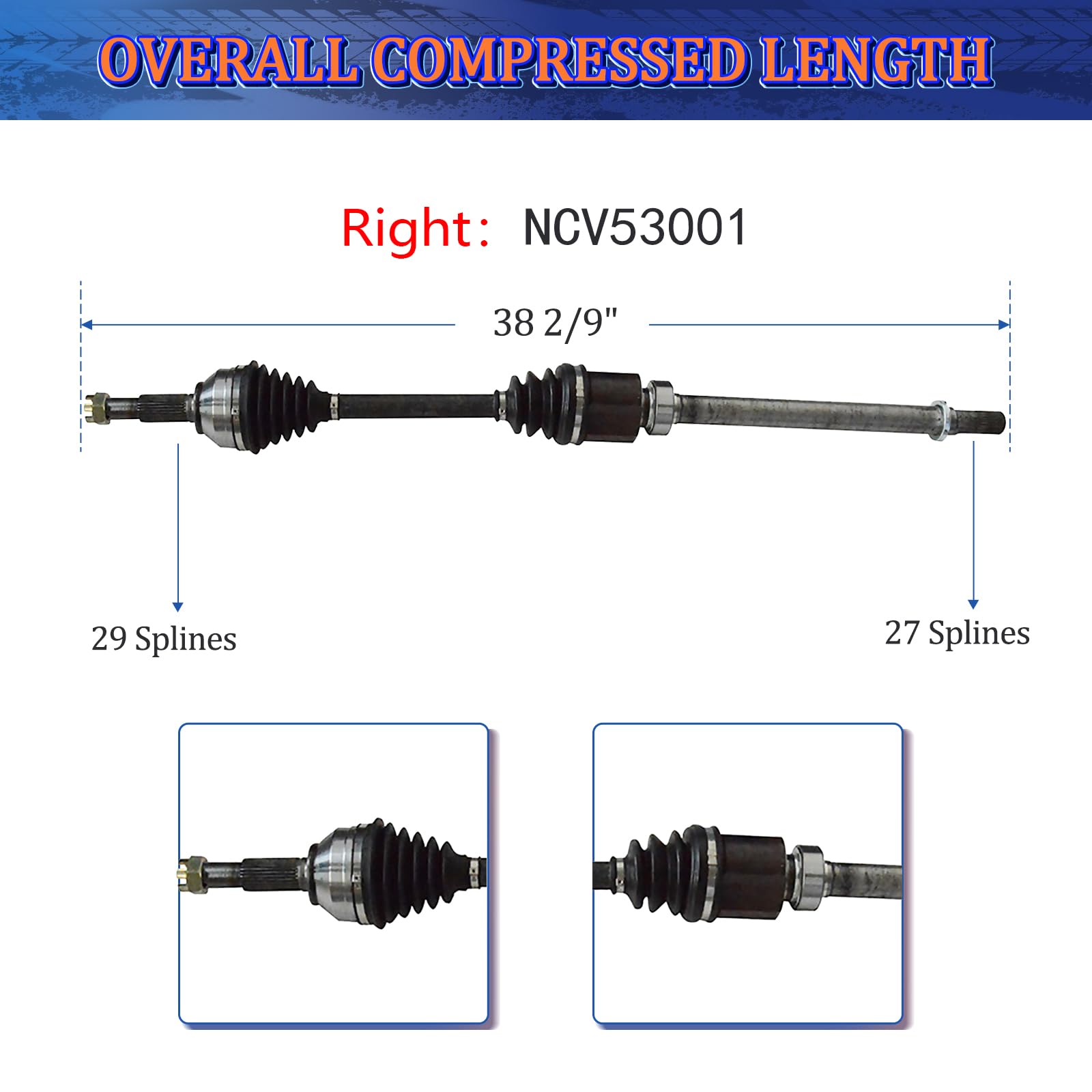 MAXFAVOR - Conjunto de eje CV AWD lado del pasajero delantero compatible con Nissan Rogue 2013 2012 2011 2010 2009 2008, Rogue Select 2014-2015, solo se adapta a 2.5L tracci¨®n en todas las ruedas