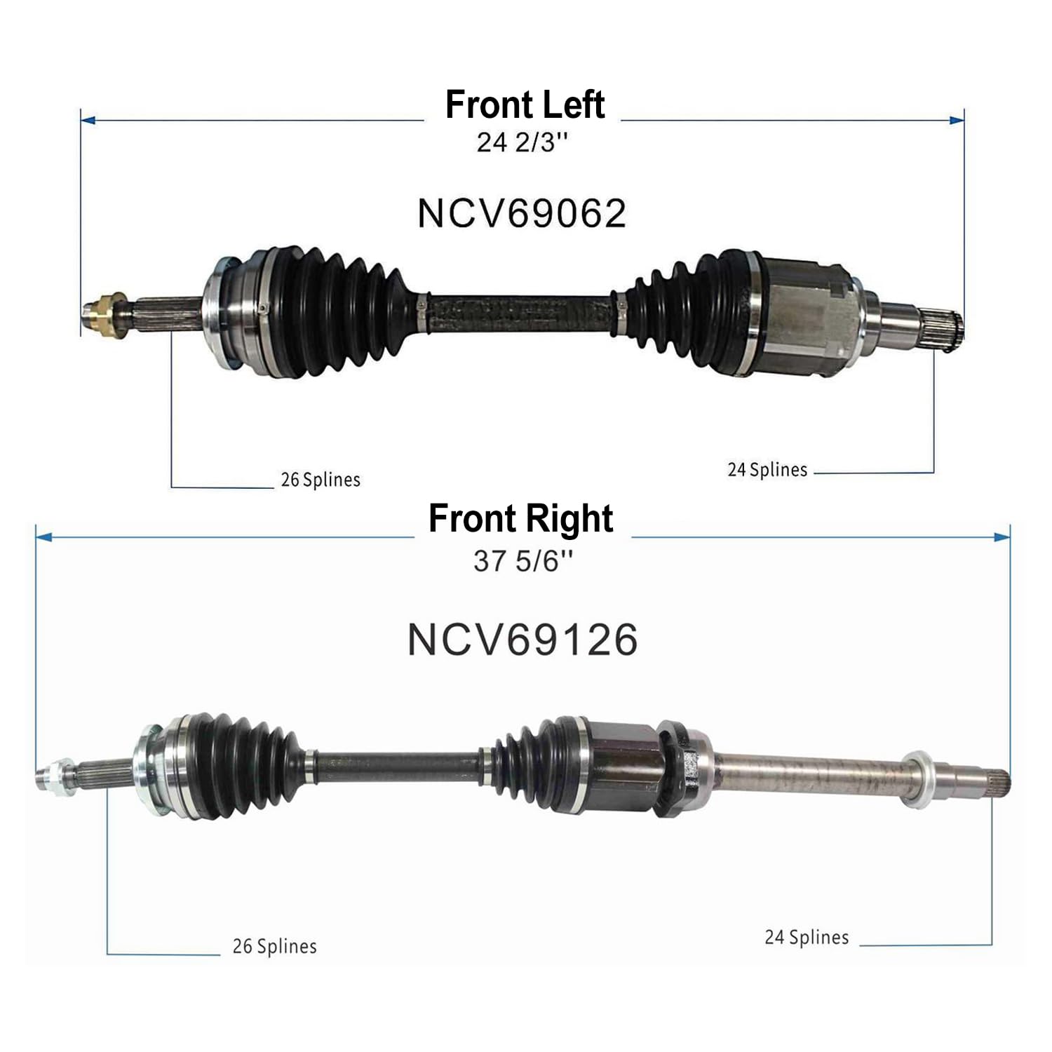 Front Pair CV Axle Shaft Assembly Compatible with Scion Models 2011-2016 tC CV Joint Replace 43410-21100 66-5414 60-5414 14516N 90609 TO-8335 66-5415 60-5415 TO-8417 43420-21070