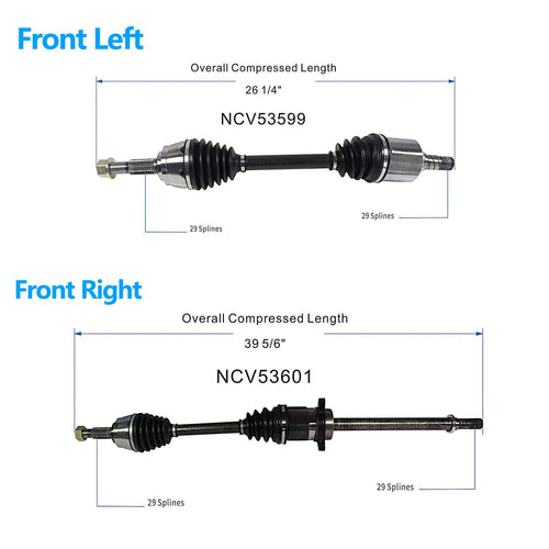 39100CA100 39100CC20A Front CV Axle Shaft Assembly Compatible with Model 2003-2007 Murano Replace 39100CC20B 39101CA000 39101CC40A 666245 606245 39101CC40B 19342896 20871013 B10347N 93789