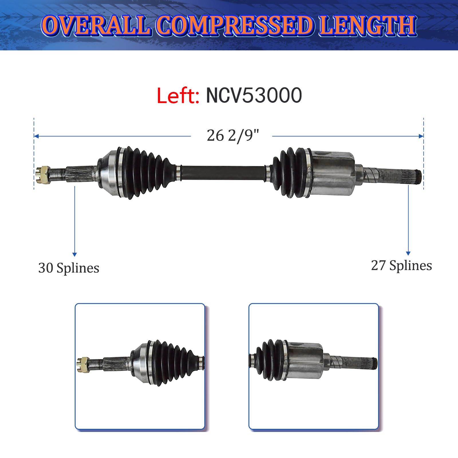 MAXFAVOR Front Left CV Axle Joint Shaft Replacement for Nissan Rogue Select SV SL AWD 2.5L 4 Cyl Replacement No. NCV53000¡­