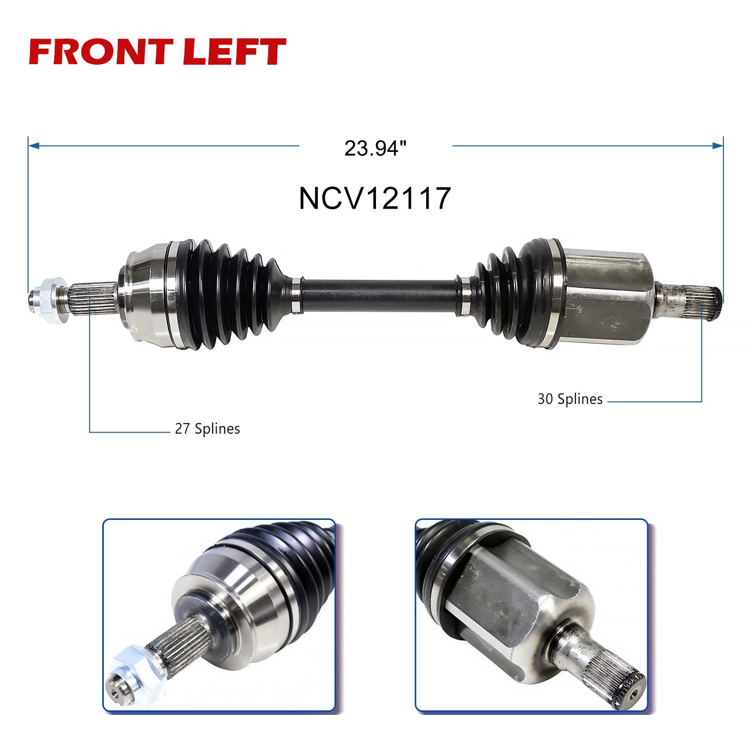 Front Pair CV Axle Shaft Assembly Compatible with Chrysler Models 2015-2017 200 CV Joint Replace 5212-3596AB 5212-3845AA 6823-8842AA 6823-8842AB 6823-8842AE 6829-2303AA 6829-2303AB 5212-3596AA