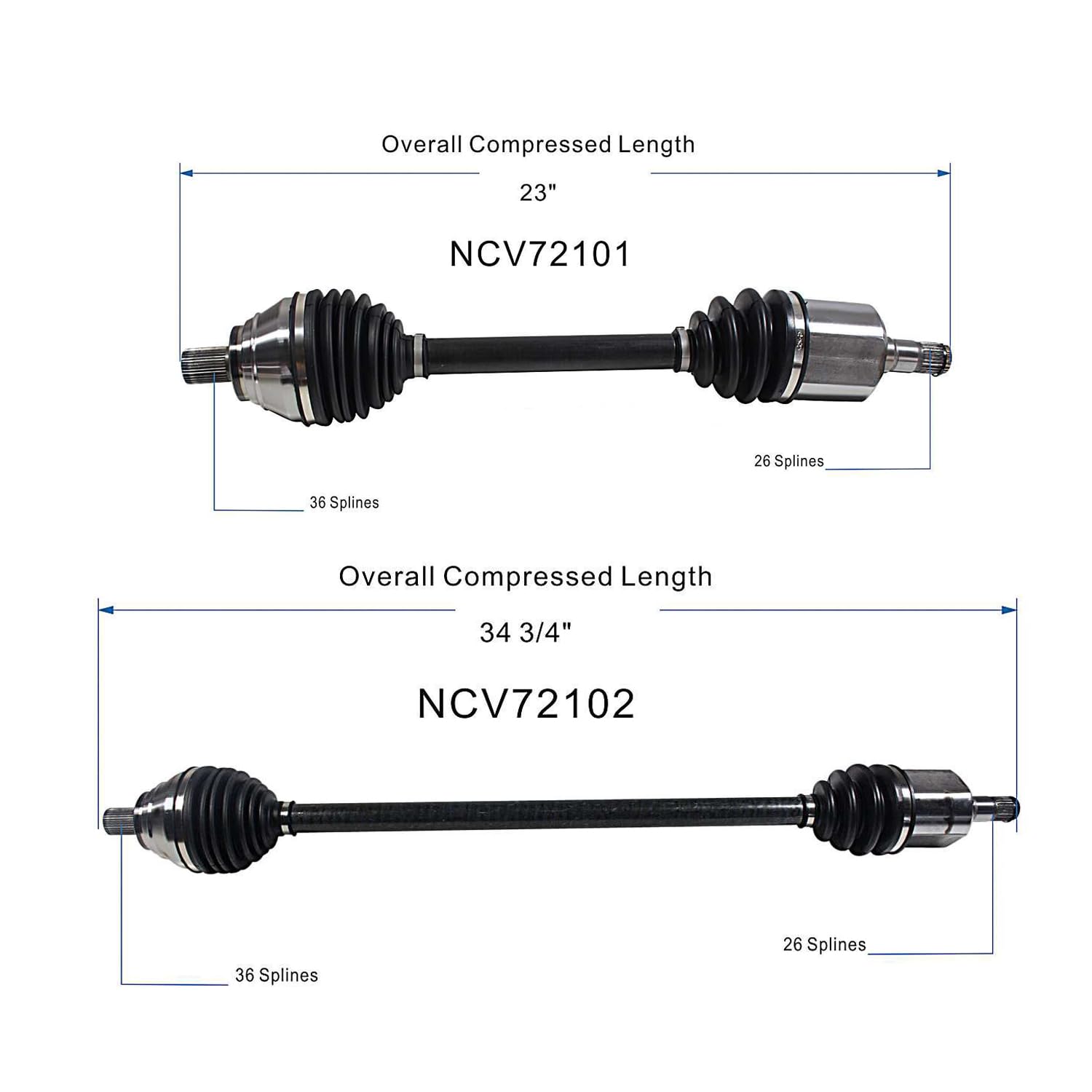 2 Pack CV Joint Axle Assembly Front LH RH Fits VW Jetta Auto Trans 2.5L 5 Cyl 05-13