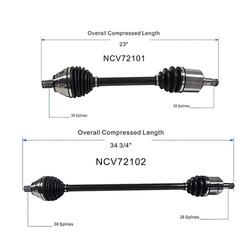 2 Pack CV Joint Axle Assembly Front LH RH Fits VW Jetta Auto Trans 2.5L 5 Cyl 05-13