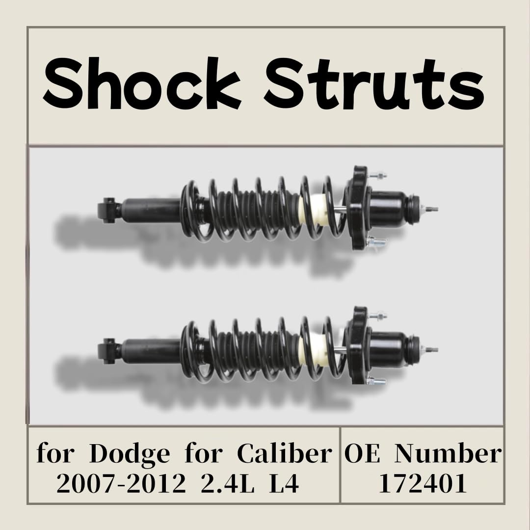 Maxfavor Struts Shock Absorbers for Dodge Caliber 2007-2012, 2 Complete Front Struts w/Coil Spring, 2 Rear Shock Absorbers Assembly Replacement 172401