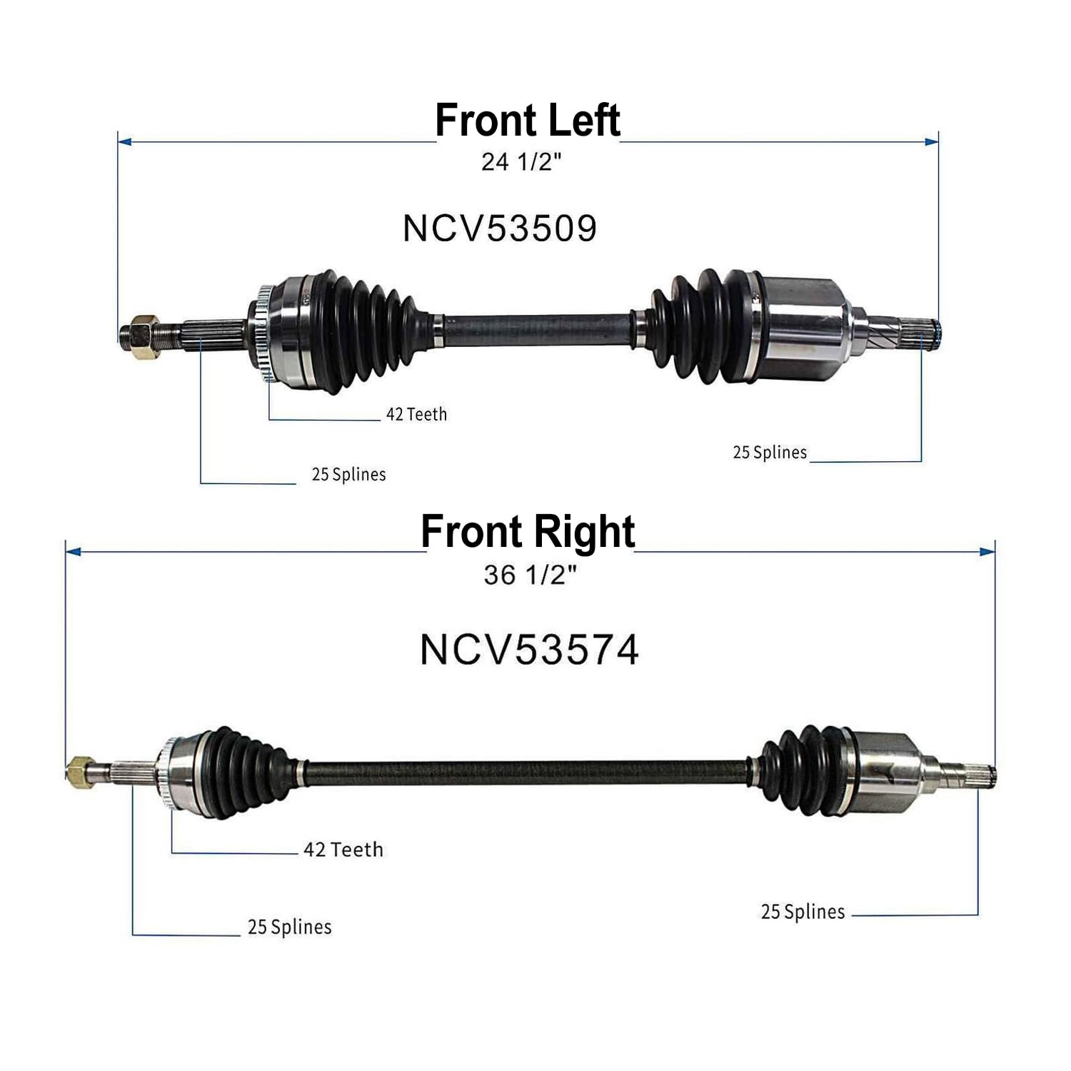 Front Pair CV Axle Shaft Assembly Compatible with 2000-2002 Sentra 2003 Sentra GXE, GXE Sport, XE 2004-2006 Sentra CV Joint Replace 39101-0N515 39101-4M761 39101-4M771 39101-60Y00 39101 39101-0N510