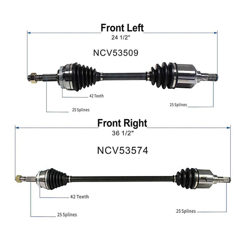Front Pair CV Axle Shaft Assembly Compatible with 2000-2002 Sentra 2003 Sentra GXE, GXE Sport, XE 2004-2006 Sentra CV Joint Replace 39101-0N515 39101-4M761 39101-4M771 39101-60Y00 39101 39101-0N510