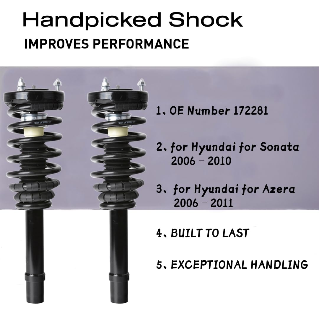Maxfavor Front Struts Complete Shock Absorber SET OF 2 Assembly Compatible with 2006-2010 Hyundai Sonata 2006-2011 Hyundai Azera Replacement 172281