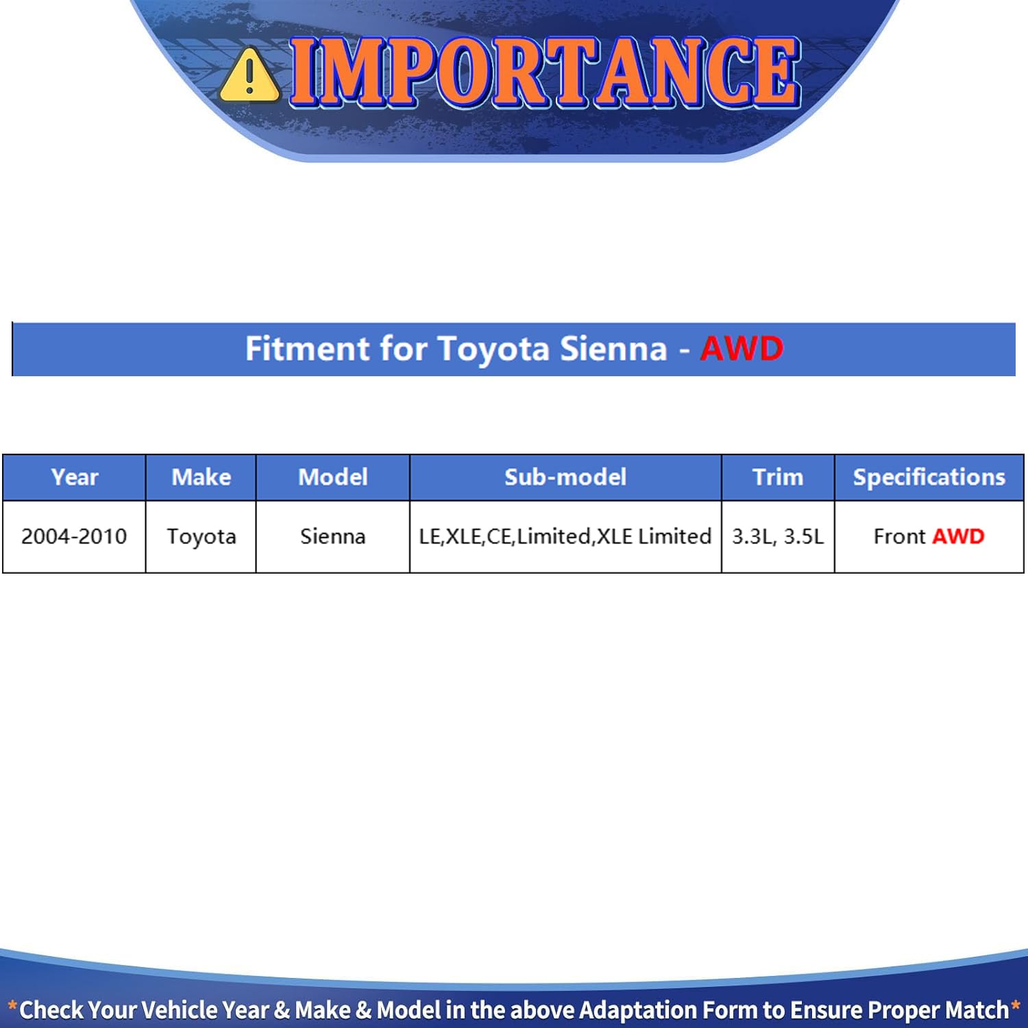 CV Joint Axle Assembly Front Pair Set of 2 Premium CV Axles for Toyota Sienna Truck Van 4WD 3.3L 3.5L V6 Replacement No. NCV69609 x 1;NCV69610 x 1