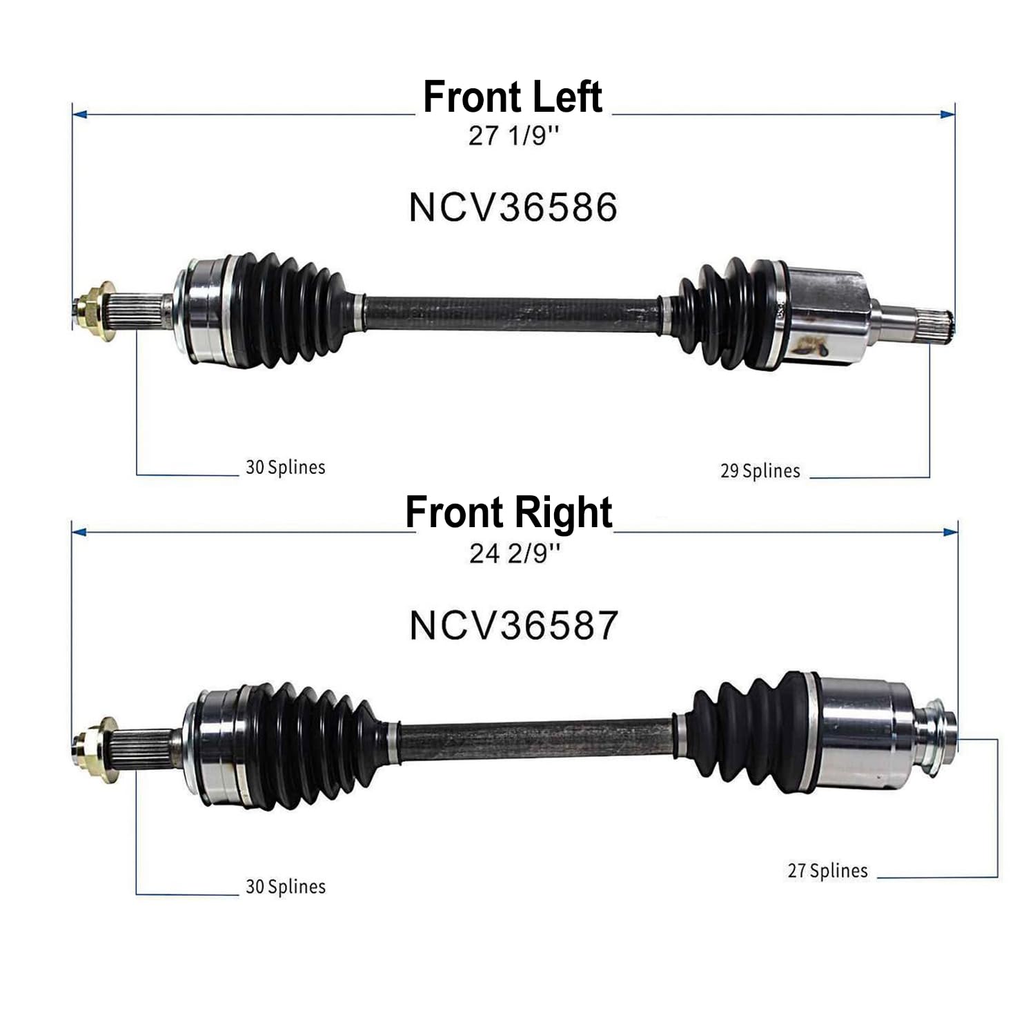 Front Pair CV Axle Shaft Assembly Compatible with 2008-2012 Accord EX, EX-L V6-3.5L FWD Auto Trans Manual Trans CV Joint Replace 44305-TA1-A00 44306-TA1-A00 19342844 10857662 66-4255 44305-T7W-A93
