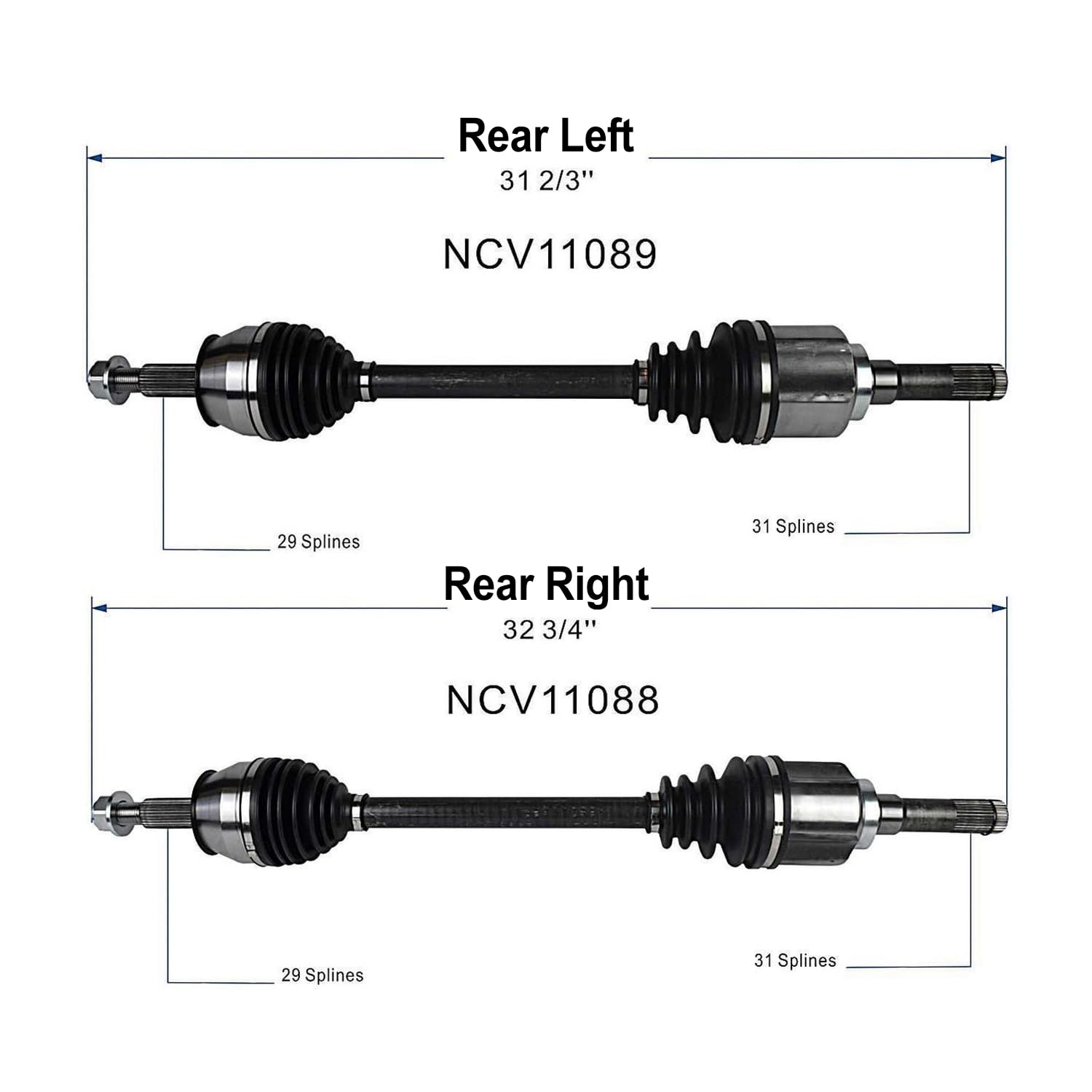 MAXFAVOR Pair(2) Rear CV Axle Joint Shaft Assembly Left Right Compatible with Ford Explorer 2002-2005, Explorer Sport 2002-2003, Lincoln Aviator 2003-2005, Mercury Mountaineer 2002-2005
