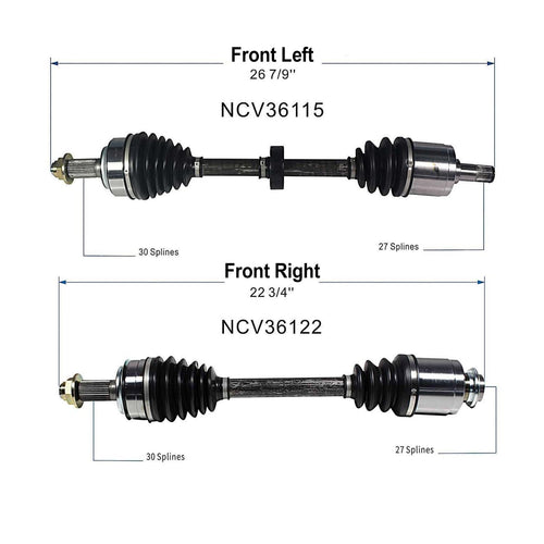 Front Pair CV Axle Shaft Assembly Compatible with Acura Models 2009-2014 TSX CV Joint Replace 44306-TL2-E51 44306-TL2-E53 44305-TA0-A50 44305-TL2-E50 44305-TL2-E51 44305-TL2-E53 19365036 44306-TL2-E50