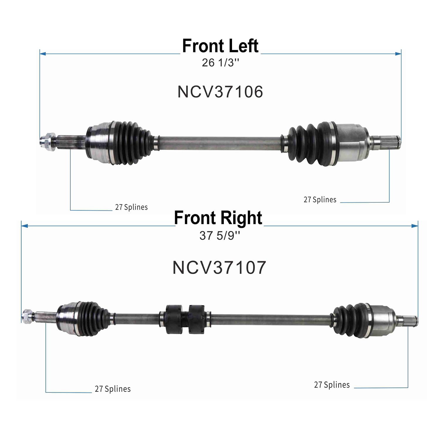 Front Pair CV Axle Shaft Assembly Compatible with Hyundai Models 2017-2020 Elantra CV Joint Replace 49500-F3100 49501-F2300 49501-F3150 HY-8349 89002 15093N HY-86031 80-0974 199349 15175N 49500-F2300