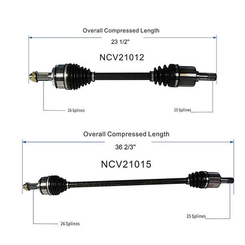 Front Pair CV Axle Shaft Assembly Compatible with Acura Models 2014 ILX Hybrid Fit for Honda Models 2013-2015 Civic Hybrid CV Joint Replace 44305-TT1-A01 91240 HO-8420 11827354 66-4331 44306-TT1-A01