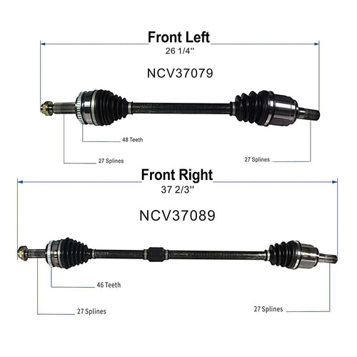 Front Pair CV Axle Shaft Assembly Compatible with Hyundai Models 2013-2017 Elantra CV Joint Replace 49500-3Y100 49501-3X100 49501-A7100 49501-A7180 12167763 89001 11920274 88765 HY-8-8625A 49500-3X100