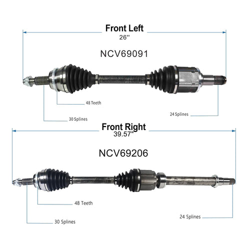 Front Pair CV Axle Shaft Assembly Compatible with Lexus Models 2010-2015 RX450h Fit for Toyota Models 2008-2013 Highlander Hybrid CV Joint Replace 43420-0E110 43420-0E130 NCV902651 NCV69581 4342007070