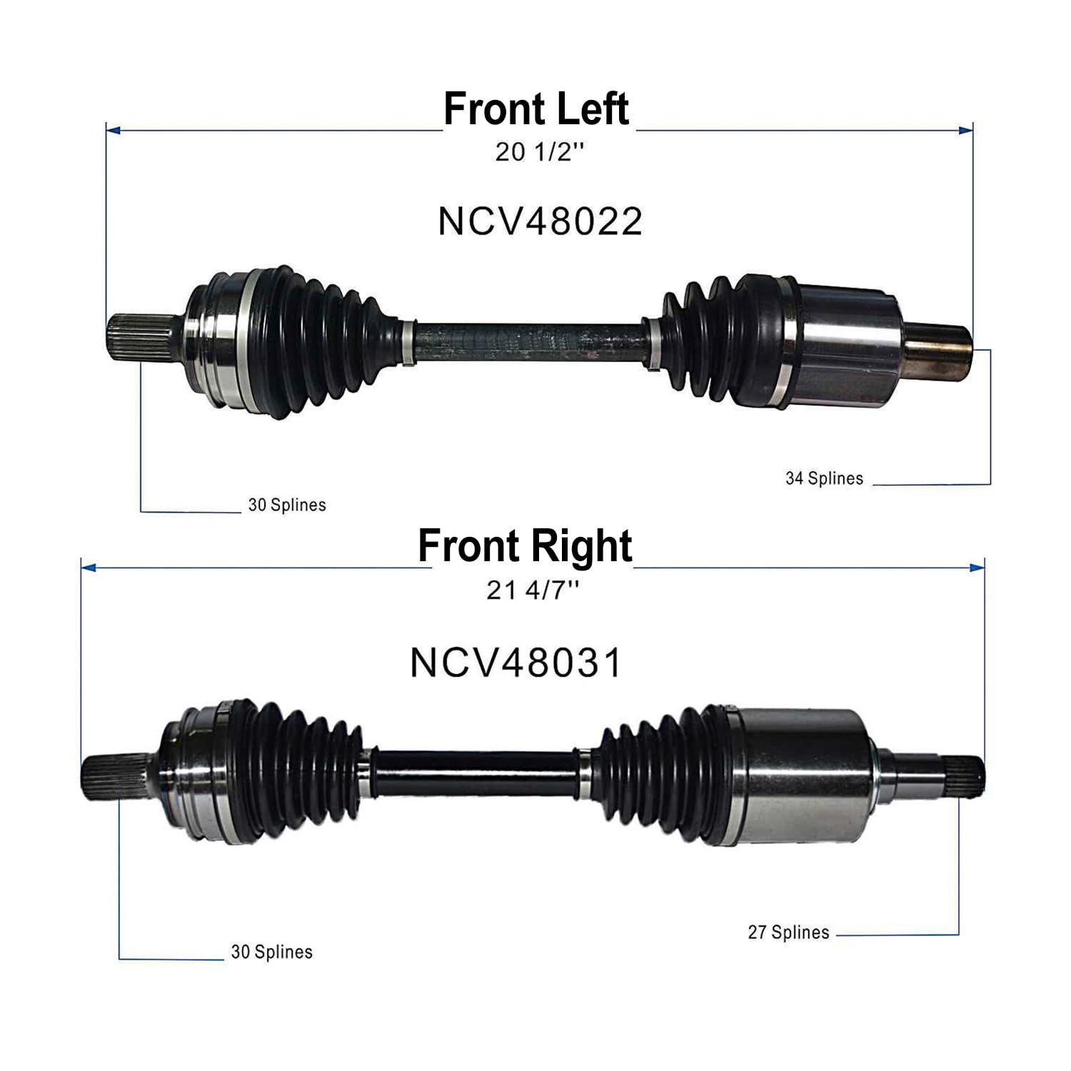 Front Pair CV Axle Shaft Assembly Compatible with Mercedes-Benz Models 2010-2015 GLK CV Joint Replace 212-330-02-00-80 212-330-18-01 212-330-20-01 212-330-57-01 212-330-57-01-80 212-330-02-00