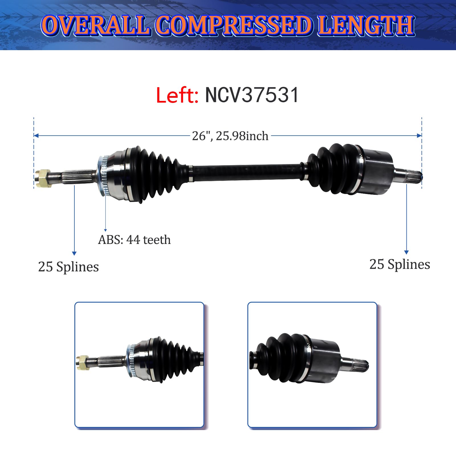 Conjunto de 2 ejes de junta CV para Hyundai Elantra GT GLS Standard Trans 2.0 L