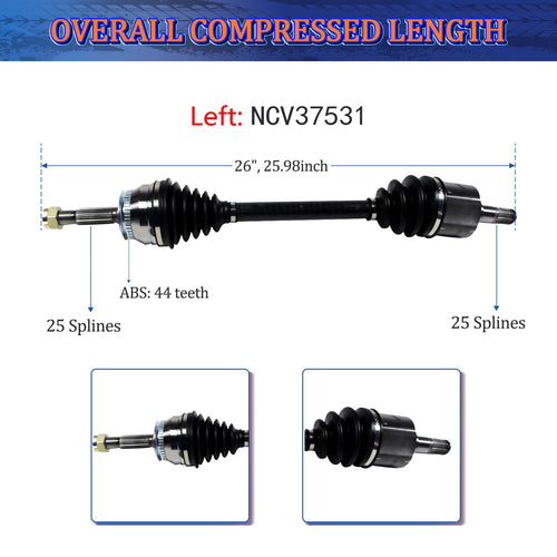 Conjunto de 2 ejes de junta CV para Hyundai Elantra GT GLS Standard Trans 2.0 L