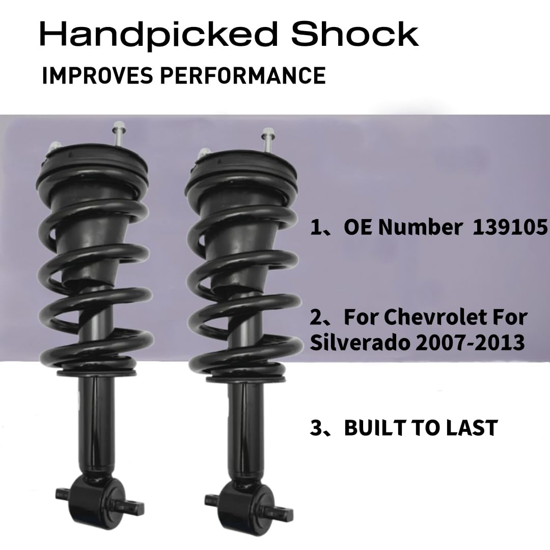 Maxfavor Front Complete Struts Shocks Absorbers 139105 Compatible for Chevry Silverado 1500 2007-2013, for GMC Sierra 1500 2007-2013 Replacement 139105