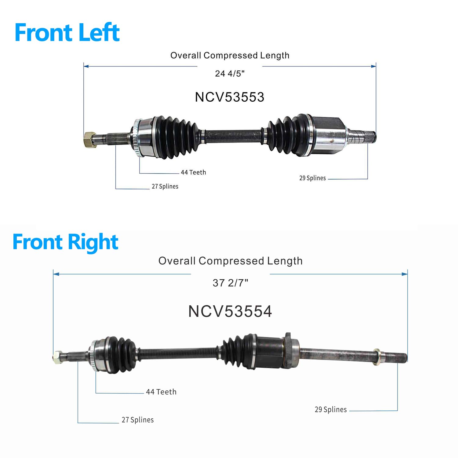 Front Pair CV Axle Shaft Assembly Compatible with 1998-2001 Altima FWD Auto Trans CV Joint Replace 39101-0Z815 39101-9E105 39101-9E115 39100-0Z805 39100-0Z815 39100-9E105 39100-9E115 39101-0Z805
