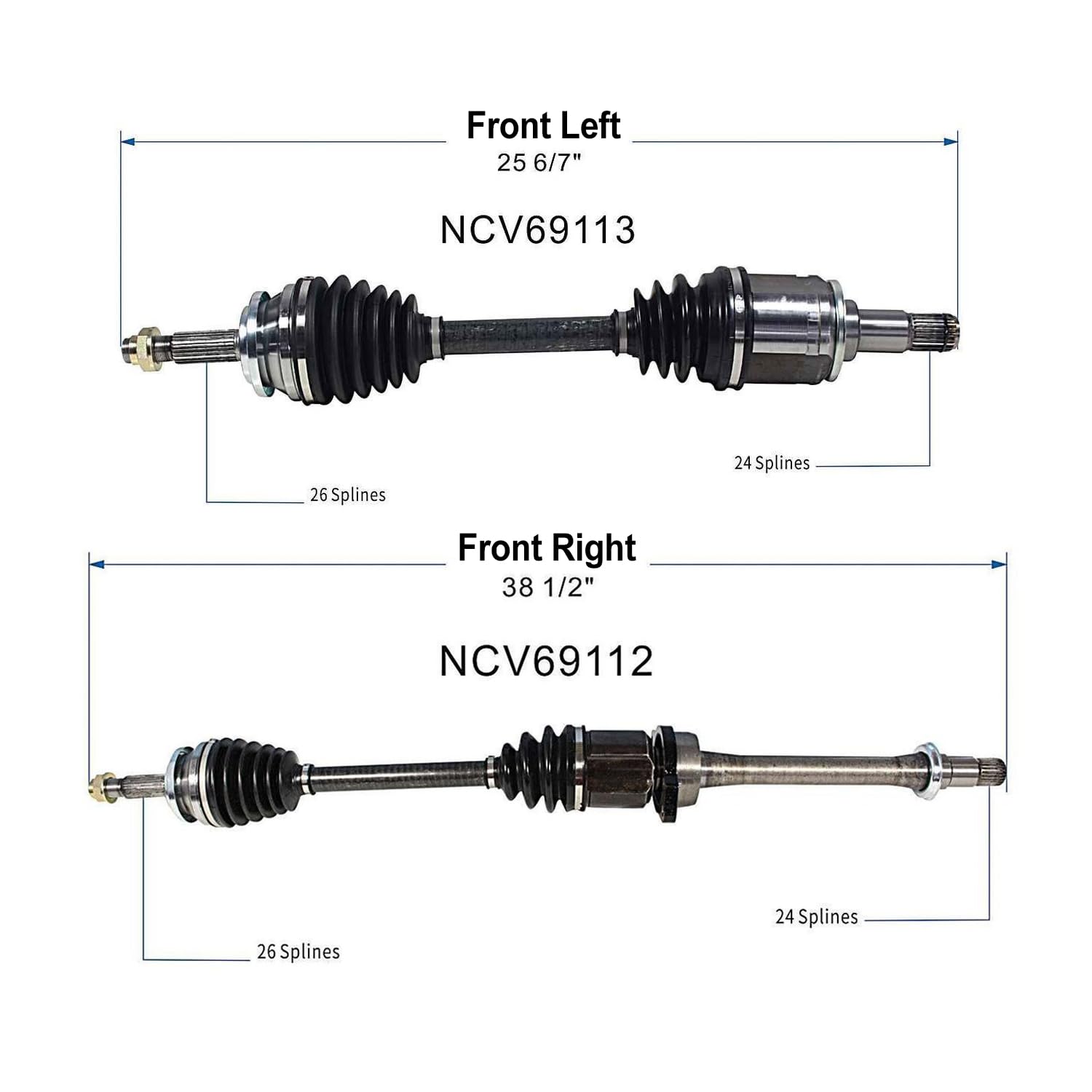 Front Pair CV Axle Shaft Assembly Compatible with Compatible with Toyota Models 2006-2012 RAV4 CV Joint Replace 43410-42140 43410-42141 43420-0R010 43420-42160 43420-42161 19365212 43410-0R011