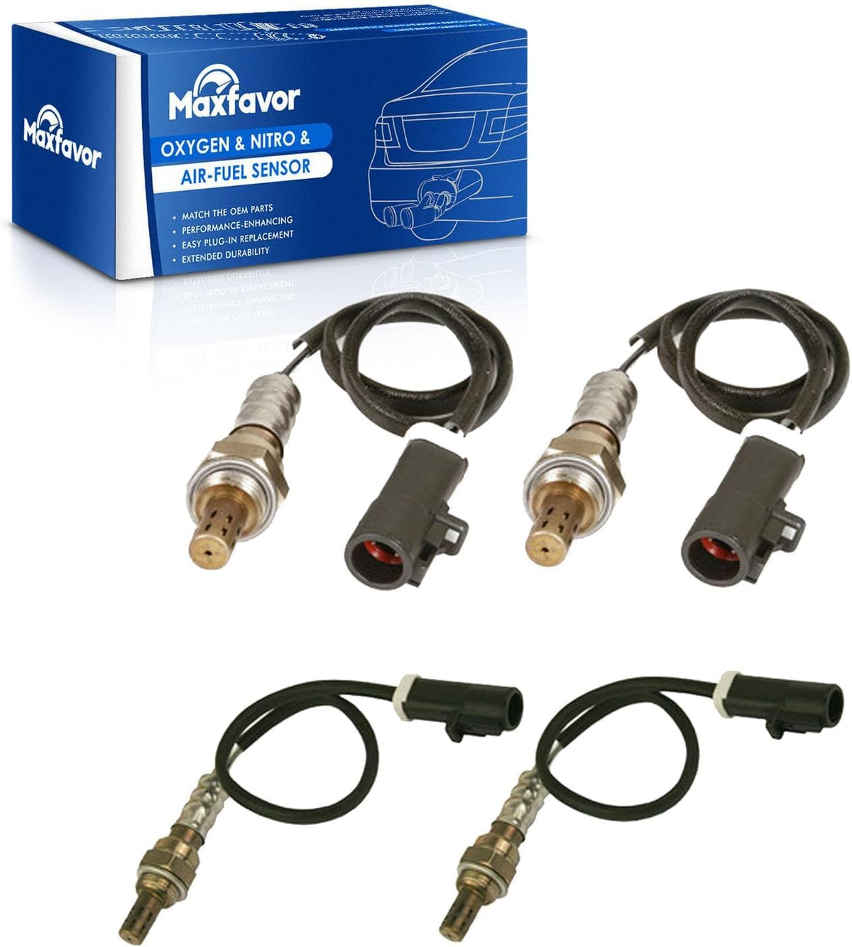 Maxfavor Upstream Downstream Oxygen Sensor Replacement for 2005 2006 2007 Ford F-250 F-350 Super Duty V8-5.4L V10-6.8L, for 2005 2006 2007 2008 Ford E-150 E-250 Van V8 4.6L 5.4L 234-4374 234-4127