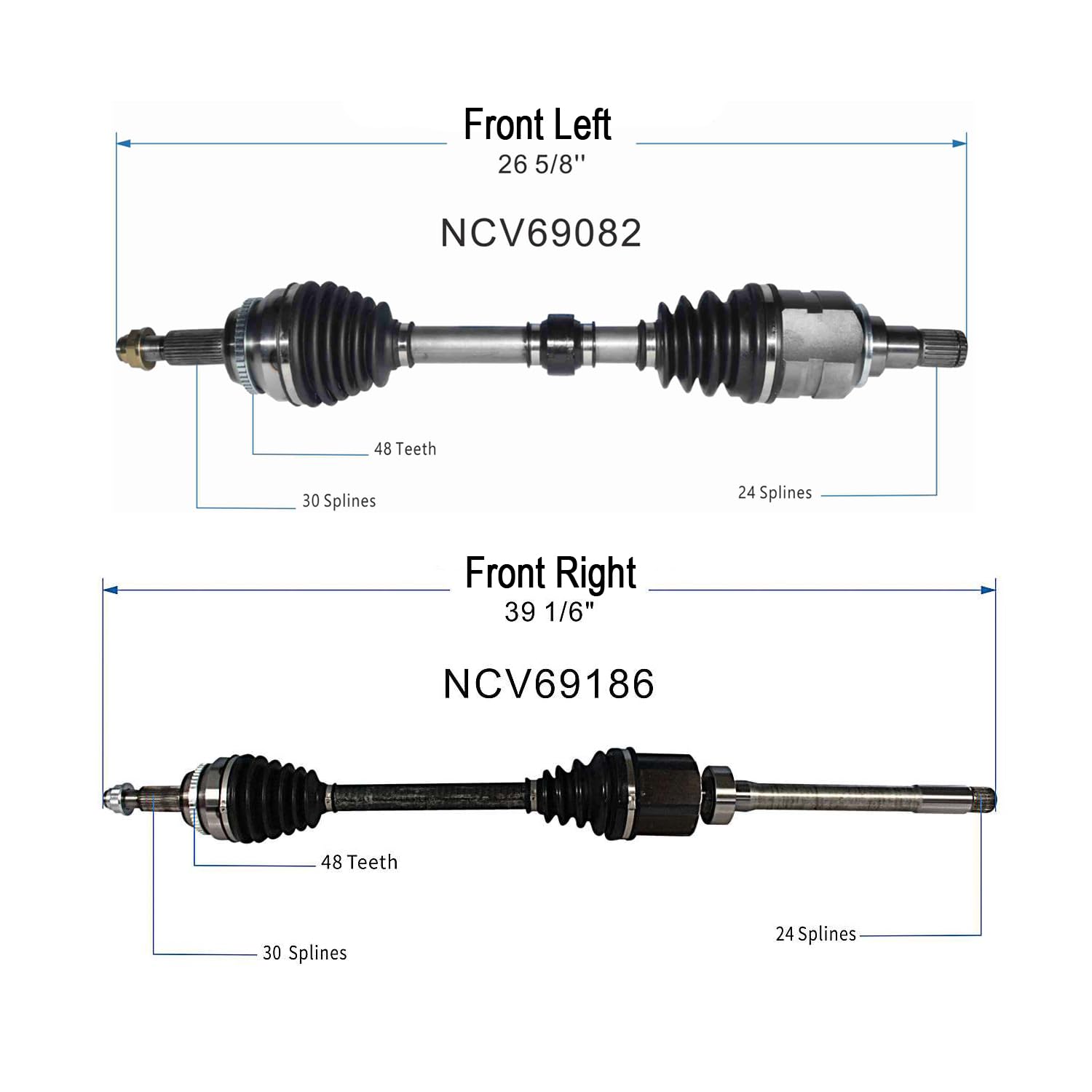 Front Pair CV Axle Shaft Assembly Compatible with Toyota Models 2014-2016 Highlander CV Joint Replace 43410-0E041 43410-0E170 43410-0W340 43410-0E130 43410-0E170 43410-0E220 43410-0T030 43410-0E040