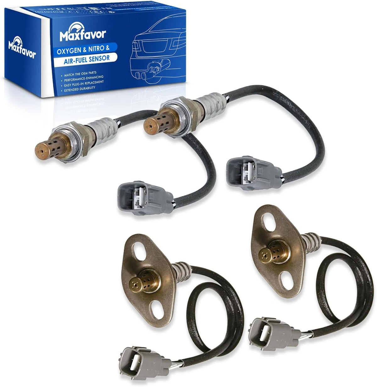 Maxfavor Upstream Downstream O2 Oxygen Sensor Replacement for 2001 2002 2003 2004 Toyota Sequoia V8 4.7L Only Fit 4WD, for 2000 2001 2002 Toyota Tundra V8 4.7L 4WD 02 Sensor 234-4169 x2 234-4162 x2