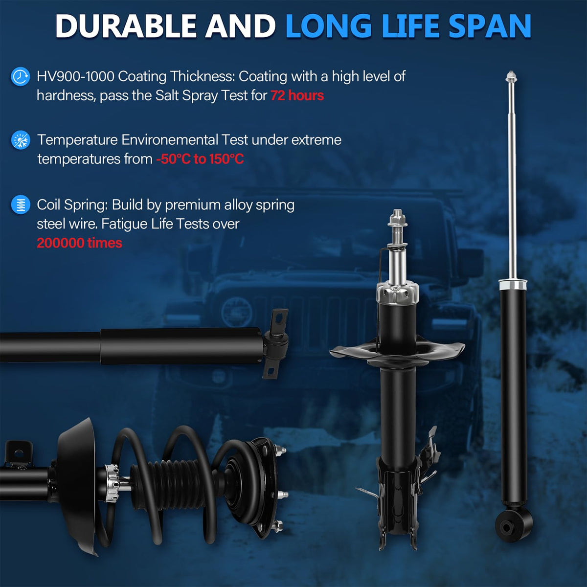 Maxfavor Pair of Front Shock Absorbers and Struts Complete Assembly with Coil Spring Compatible with Kia Optima 2013-2016 & Hyundai Sonata 2012-2015, Replacement for 1333372L 1333372R