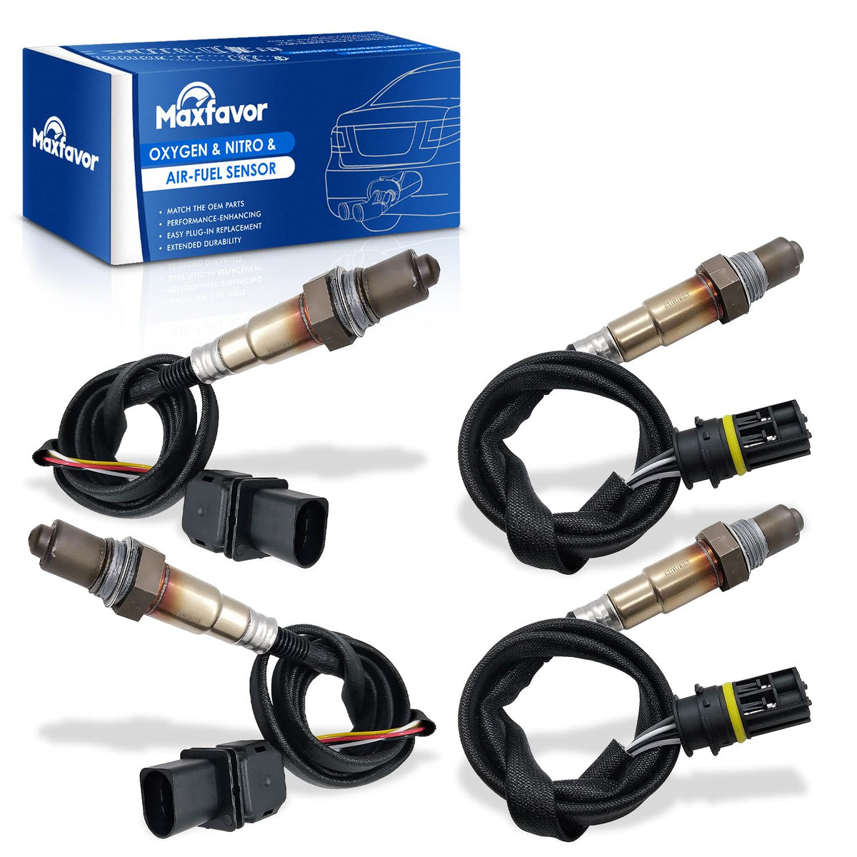 Maxfavor Upstream Downstream Oxygen Sensor Fit for 2007 2008 BMW X3 X5 328XI 335XI L6-3.0L,2008-2010 128I 328I 135I 335I 528I 3.0L,2006-2015 Z4 3.0L Cylinder 1-6 234-5138 234-5139 234-4892 234-4876