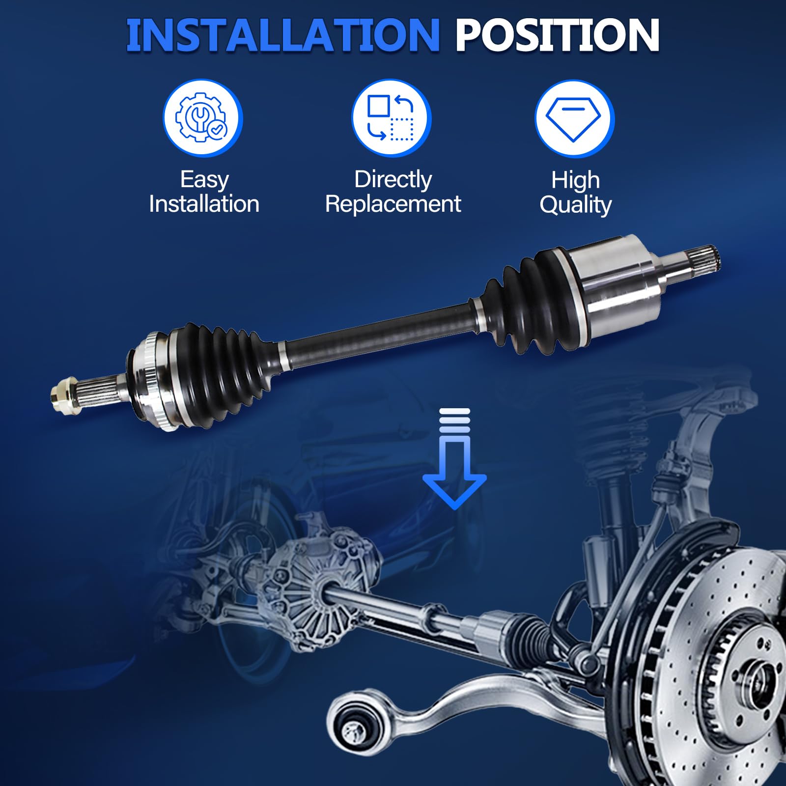 Maxfavor CV Axle Rear Left Compatible with 2017-2018 Honda SXS1000M3 Pioneer 1000 Limited Edition, 2016-2018 Honda SXS1000M3 Pioneer 1000 EPS, Rear Left Side CV Axle Joint Shaft Assembly