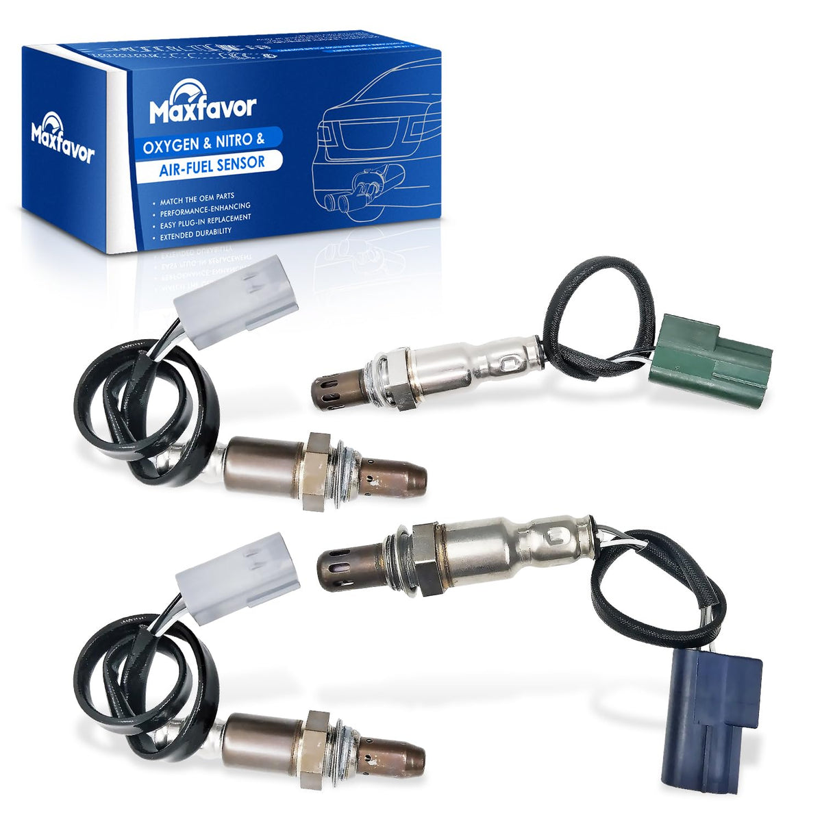 Maxfavor 2Pcs Upstream and 2Pcs Downstream O2 Oxygen Sensor Replacement for 2007 Nissan Xterra Frontier Pathfinder V6-4.0L 02 Sensor 234-9072 x2 234-4297 234-4313