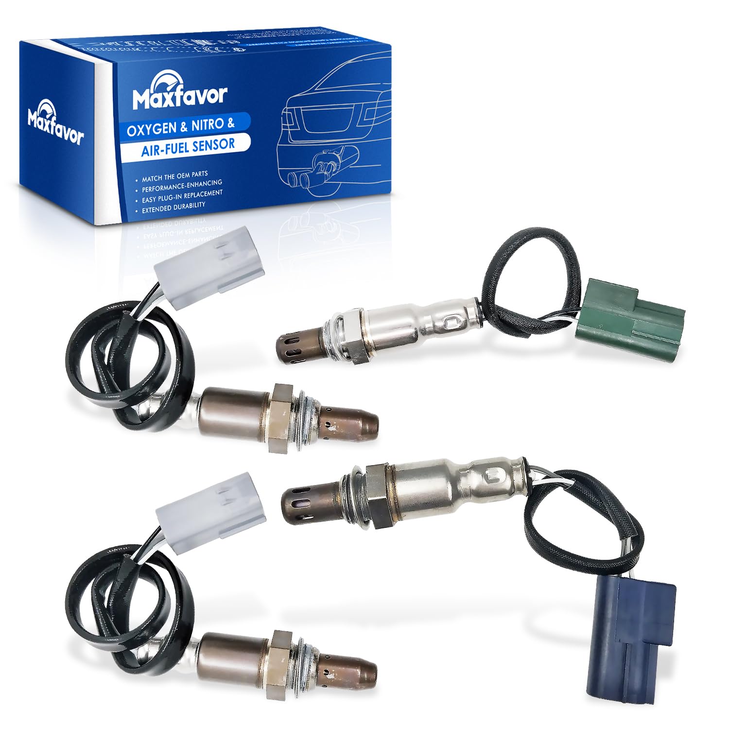 Maxfavor 2Pcs Upstream and 2Pcs Downstream O2 Oxygen Sensor Replacement for 2007 Nissan Xterra Frontier Pathfinder V6-4.0L 02 Sensor 234-9072 x2 234-4297 234-4313