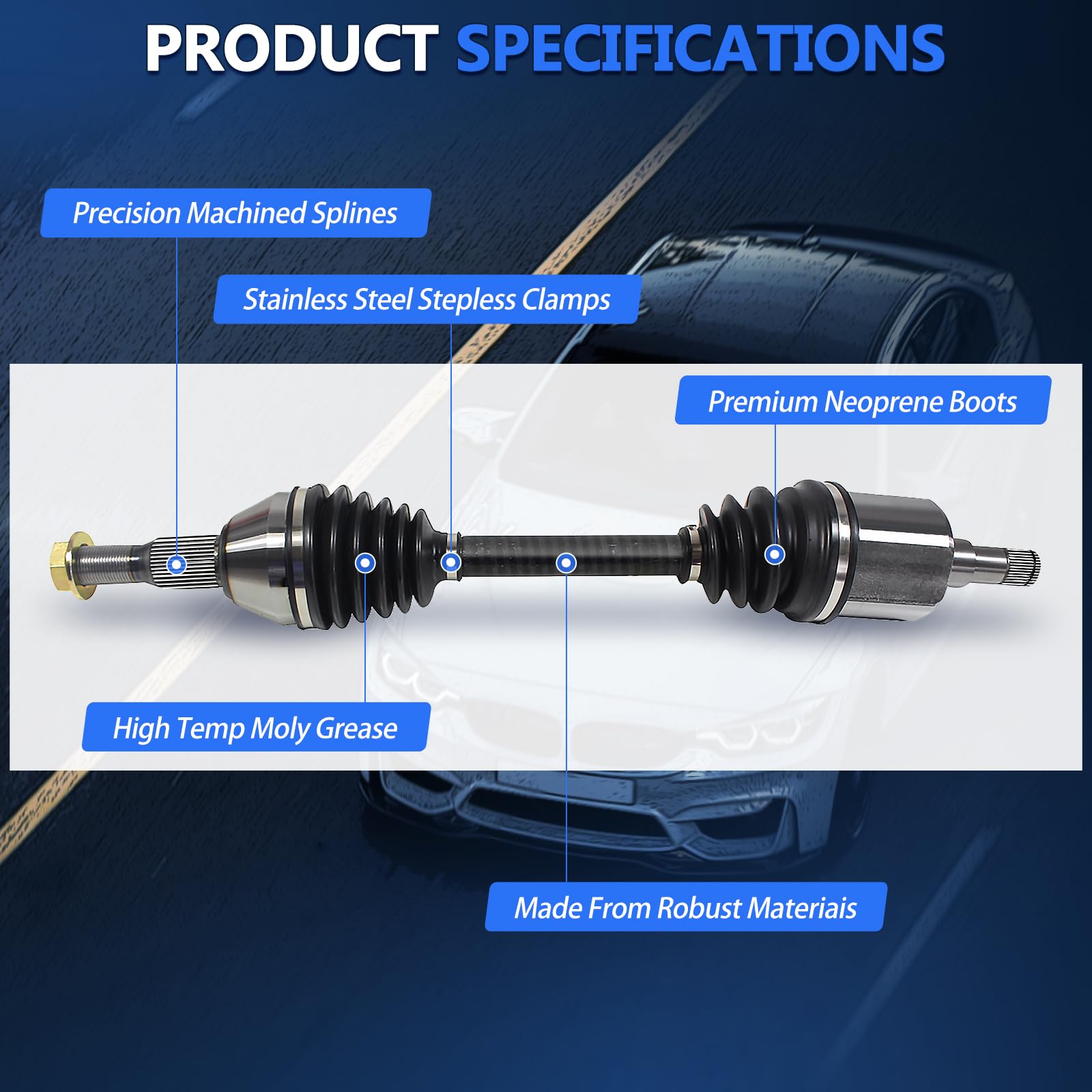 Maxfavor CV Axle Front Compatible with 1995-2004 Ford Expedition F-150 F-250 Lobo, 1998-2002 Lincoln Navigator, RWD 4WD, CV Axle Shaft Assembly Left Right Side for Extreme Operating Temperatures