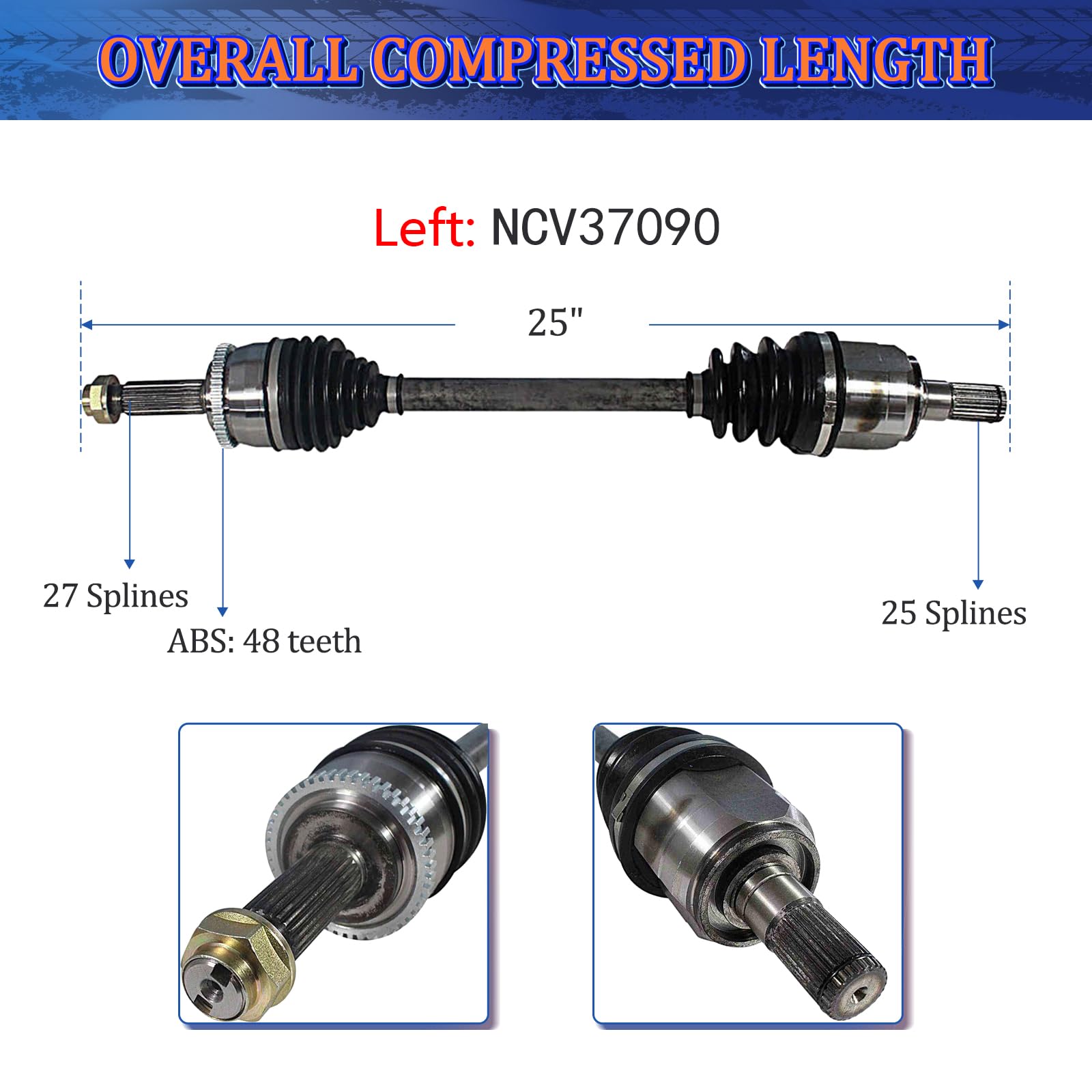 Maxfavor CV Axle Front fit Hyundai Accent 2012-2017 SE Sport GLS GS 1.6L l4, CV Axle Joint Assembly Front Driver Passenger Side for 2012 2013 2014 2015 2016 2017