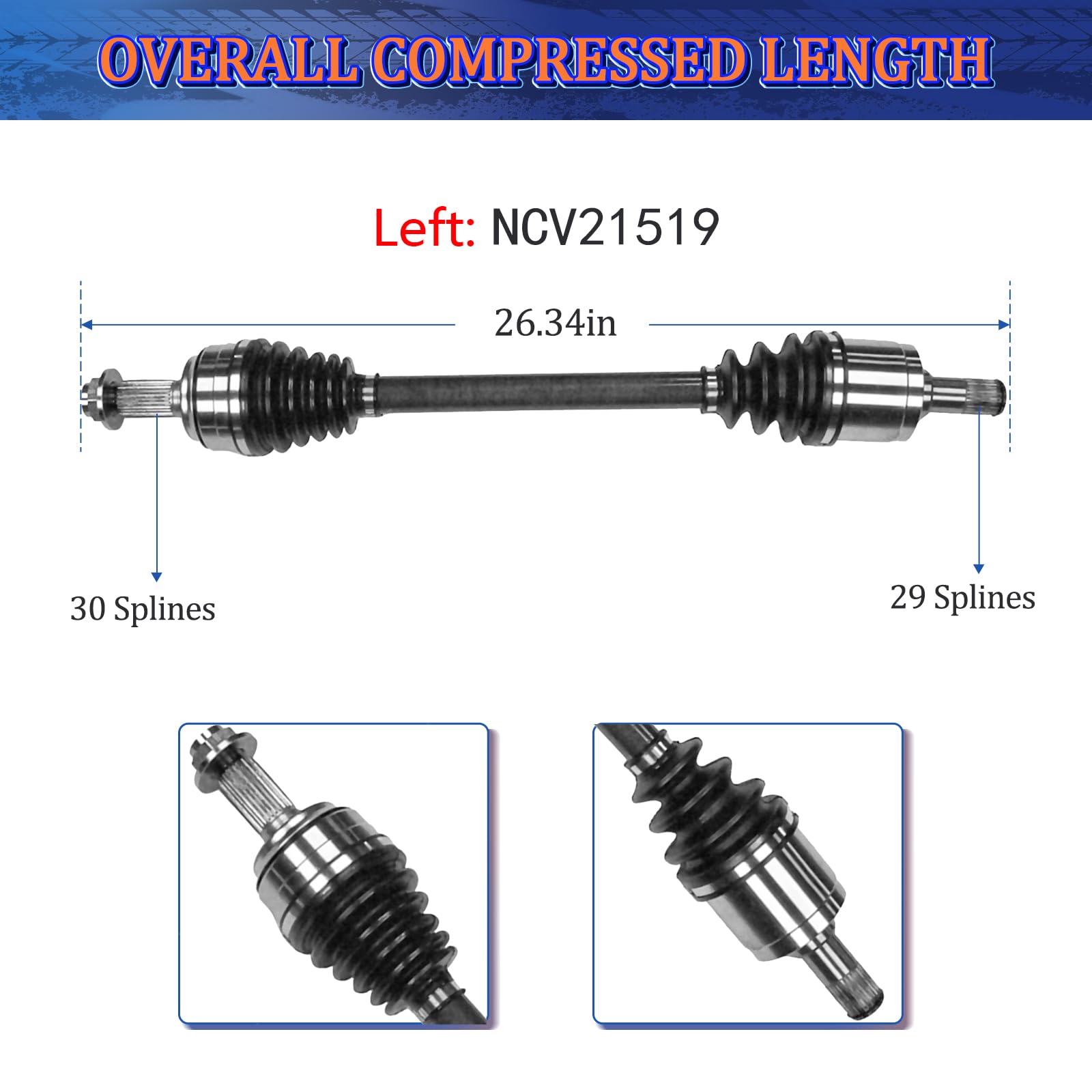 CV Joint Axle Assembly Front Pair Set of 2 Premium CV Axles Fit s Acura TL SH-AWD Sedan Auto Trans 3.7L 3.5L