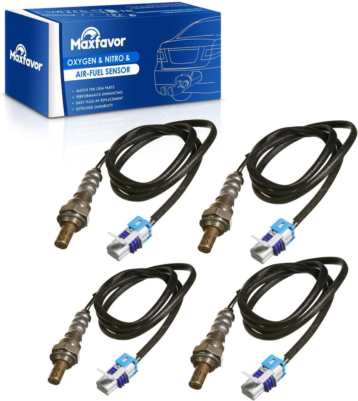 Maxfavor Upstream Downstream Oxygen Sensor Fit for 2003-2005 Chevy Silverado 1500 Tahoe GMC Sierra 1500 Yukon V8 4.8L, for 2003-2006 Chevy Silverado 1500 GMC Sierra 1500 V6 4.3L 02 Sensor 234-4407
