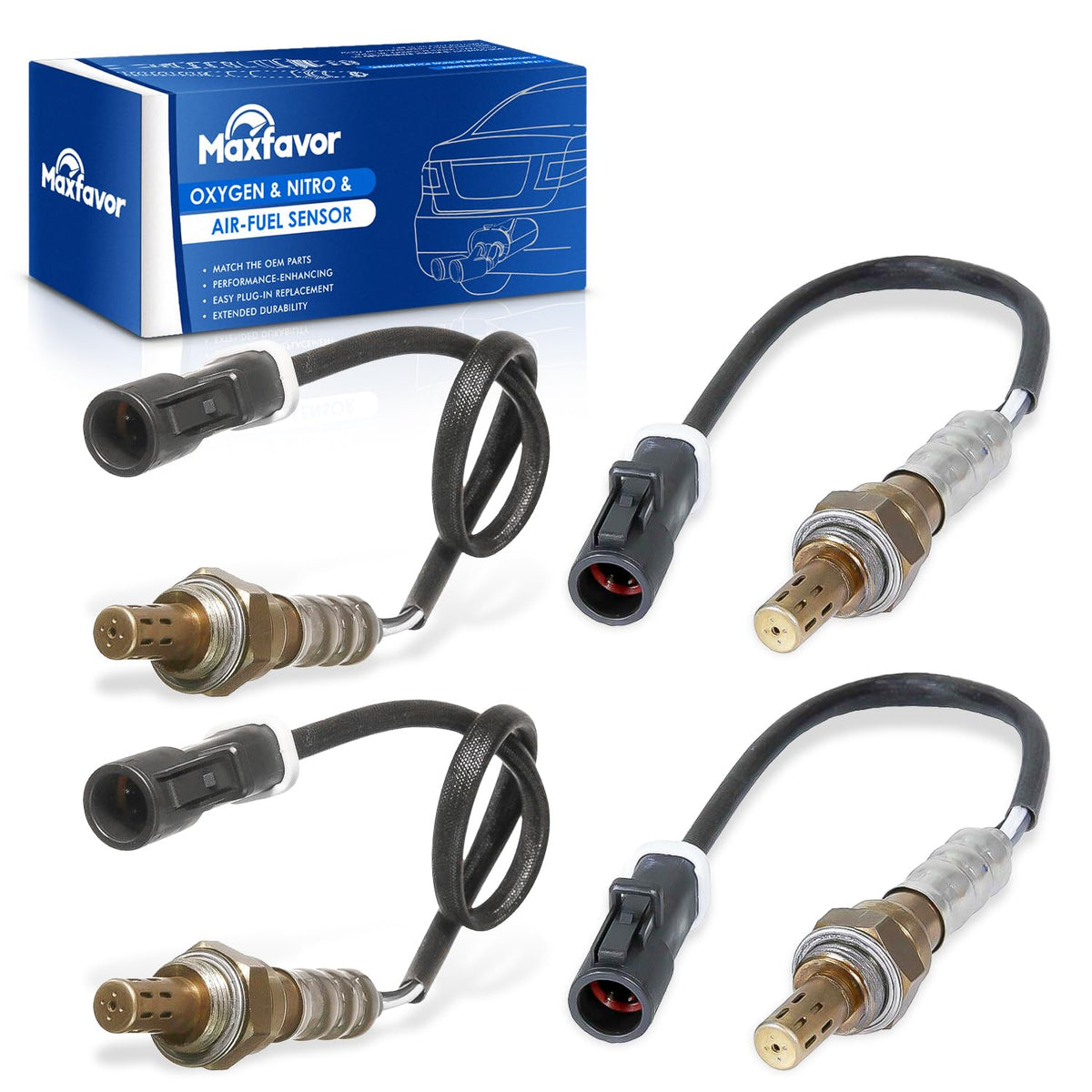 Maxfavor 4pcs Oxygen Sensor Upstream and Downstream O2 Oxygen Sensor Replacement for 2001 2002 Jaguar S-Type V6 3.0L 234-4001 234-4046