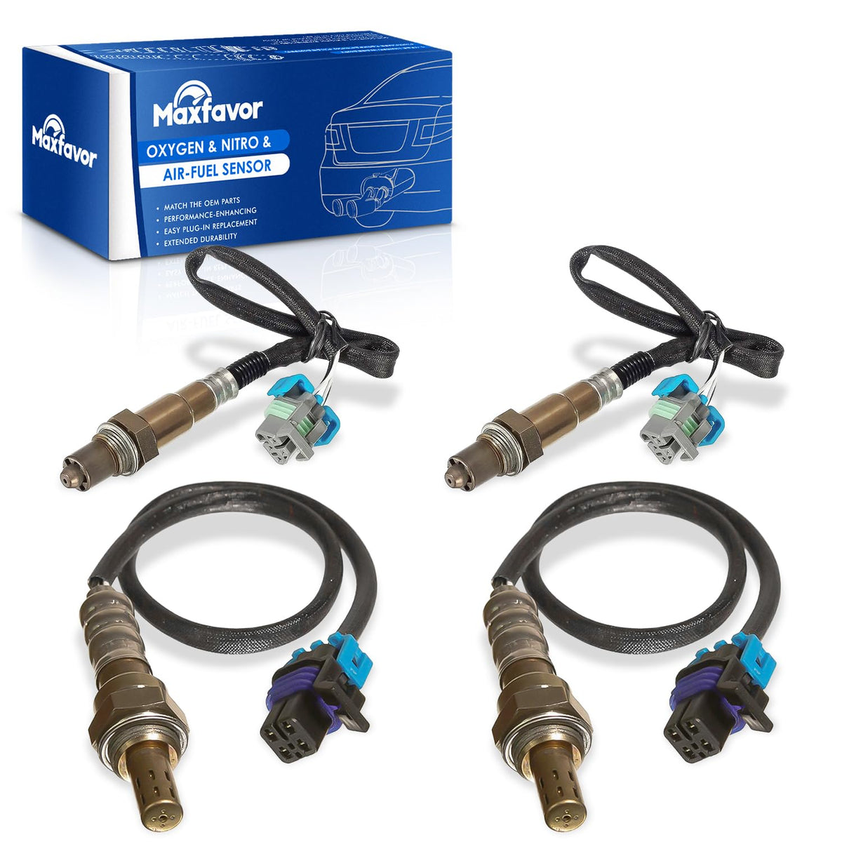 Maxfavor 4Pcs Upstream Downstream Oxygen Sensor Replacement for 2006 Chevy Silverado Avalanche Suburban 1500 Tahoe GMC Sierra 1500 Yukon V8-5.3L 02 Sensor 234-4337 234-4336