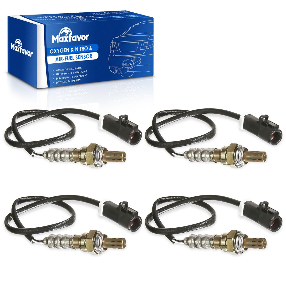 Maxfavor 4Pcs Upstream Downstream Oxygen Sensor Replacement for 2000-2006 Ford Crown Victoria, for Lincoln Town, for 1999-2005 Mercury Grand Marquis, 2003 2004 Marauder V8 4.6L O2 Sensor