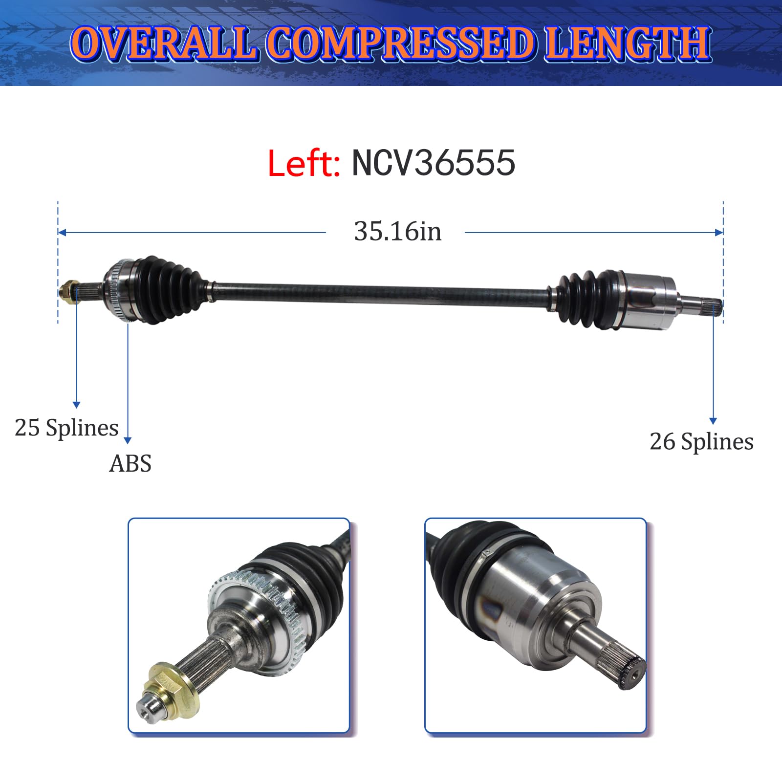 MAXFAVOR CV Axle Assembly Shaft Front Pair Set of 2 Premium CV Axle Joint Replacement for Honda Civic 2001 2002 2003 2004 2005, Except CRX Del Sol 4WD Wagon 1.7L, Manual Trans Only