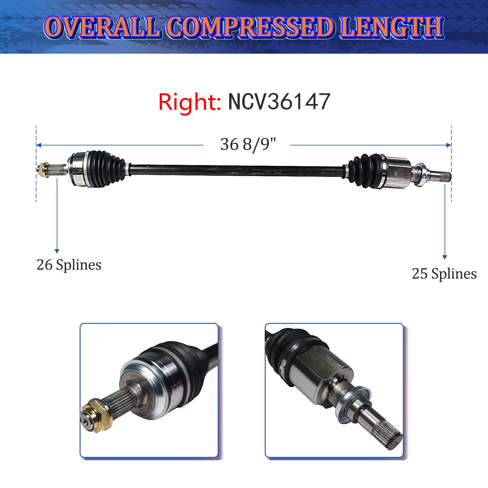 MAXFAVOR CV Axle Joint Assembly 2 Pieces Front LH RH Side Compatible With Honda Civic EX LX 2.0L Automatic Trans 2016 2017 2018 2019 2020 2021